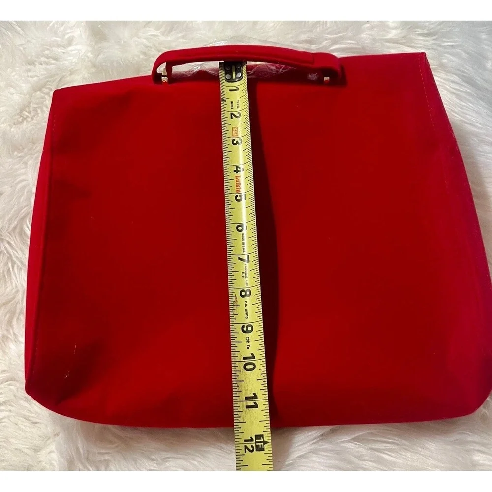 Estee Lauder Red Velvet Bow Cosmetic Bag‎ Travel Makeup Case Gold Zipper New